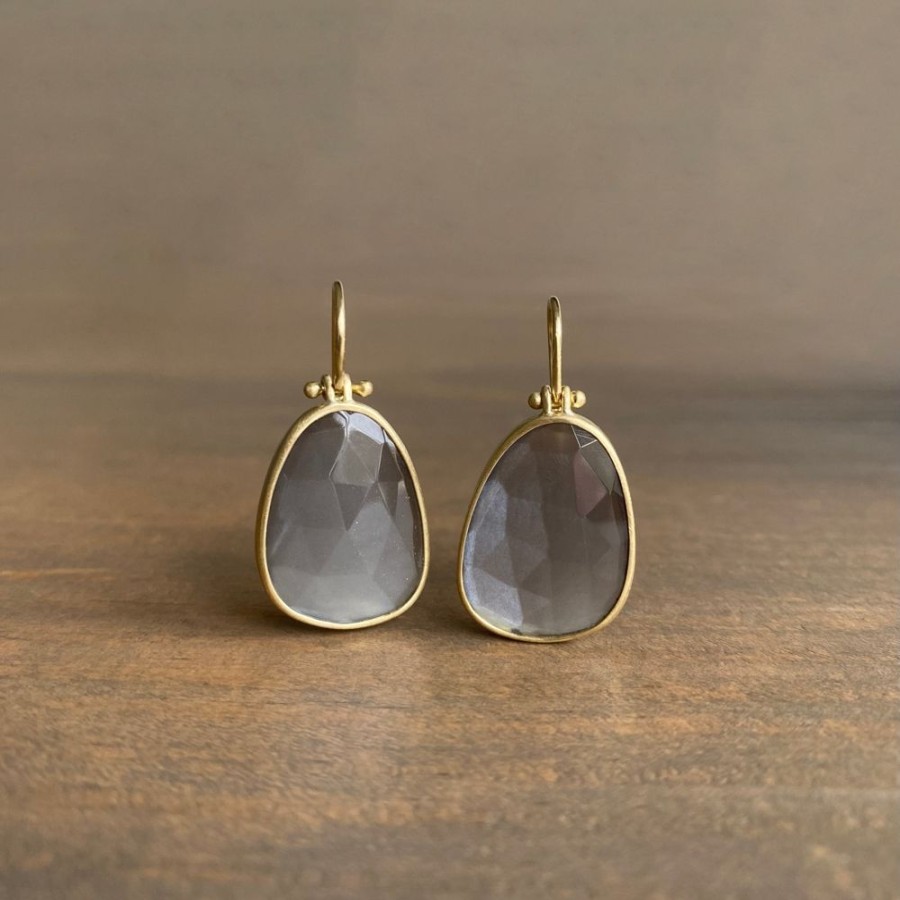 Jewelry Monika Krol | Rose Cut Steel Gray Labradorite Drop Earrings