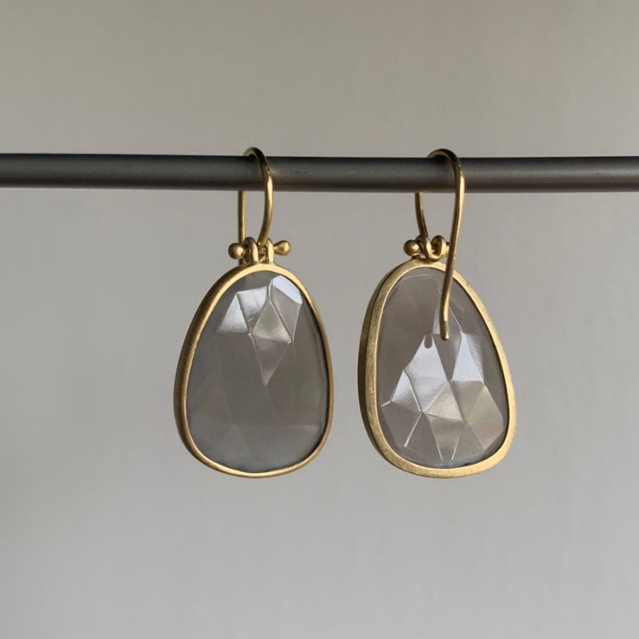 Jewelry Monika Krol | Rose Cut Steel Gray Labradorite Drop Earrings