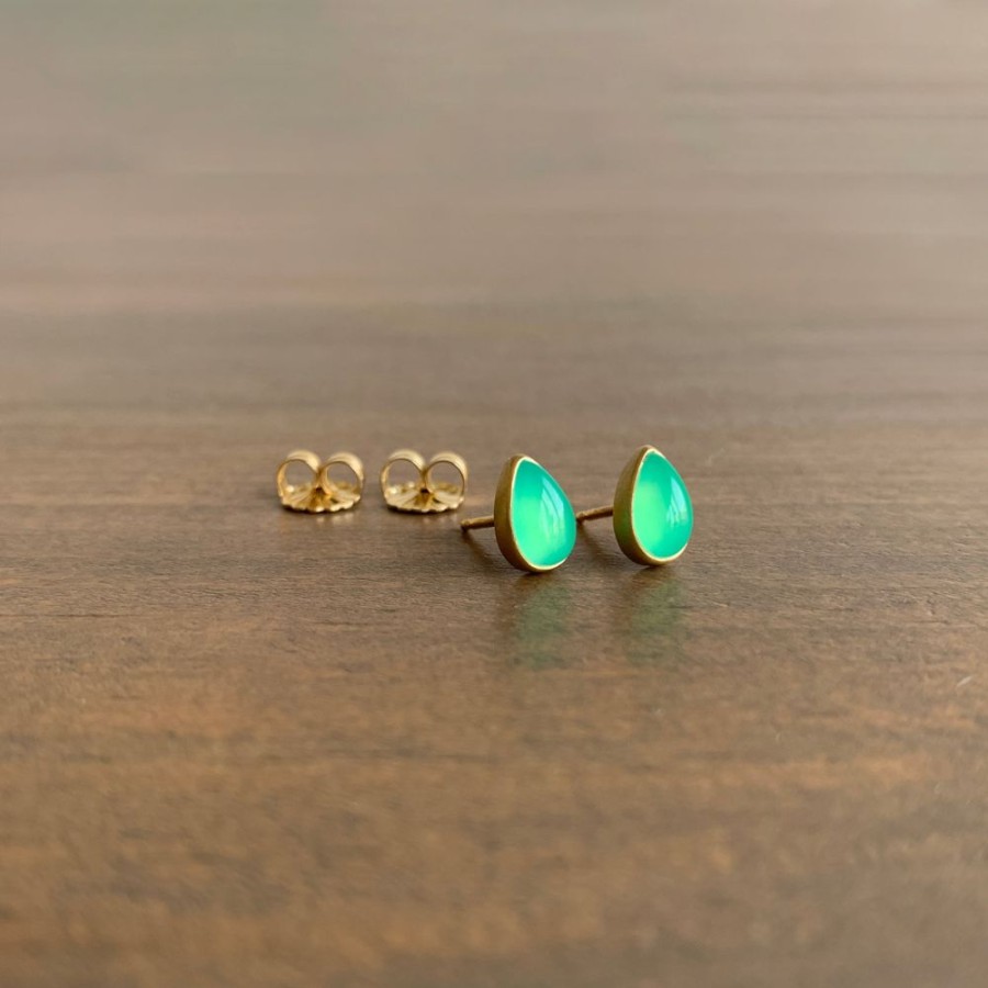 Jewelry Lola Brooks | Chrysoprase Teardrop Stud Earrings