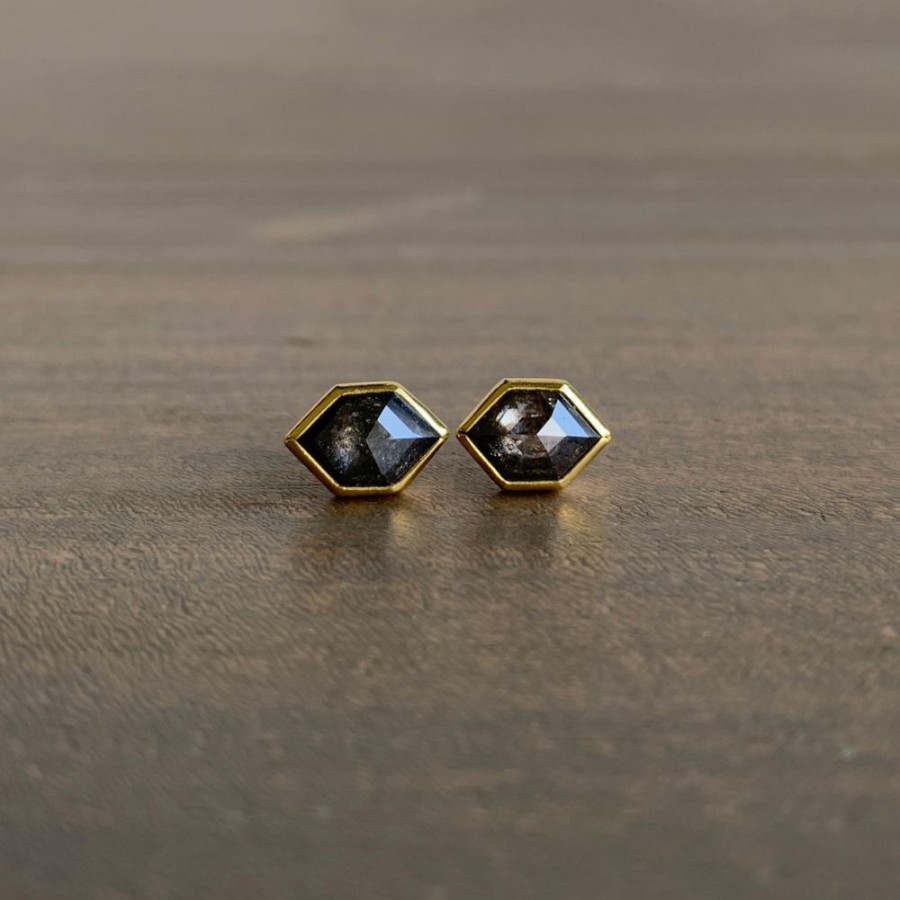 Jewelry Sam Woehrmann | Grey Diamond Long Hexagon Stud Earrings