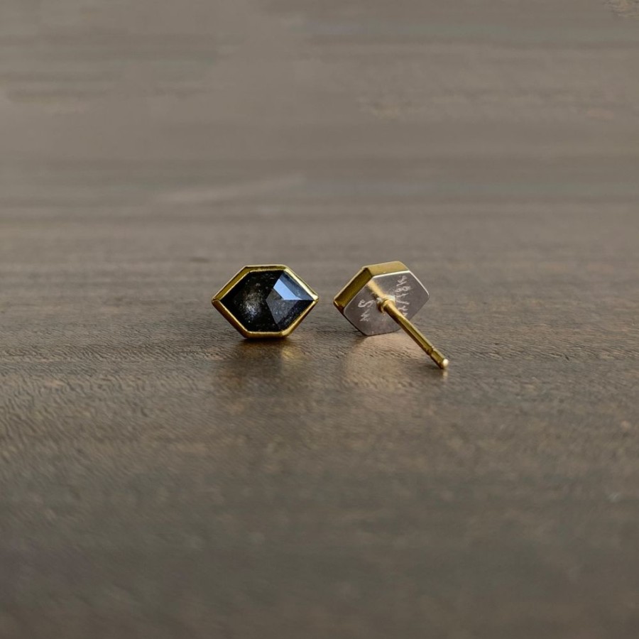 Jewelry Sam Woehrmann | Grey Diamond Long Hexagon Stud Earrings