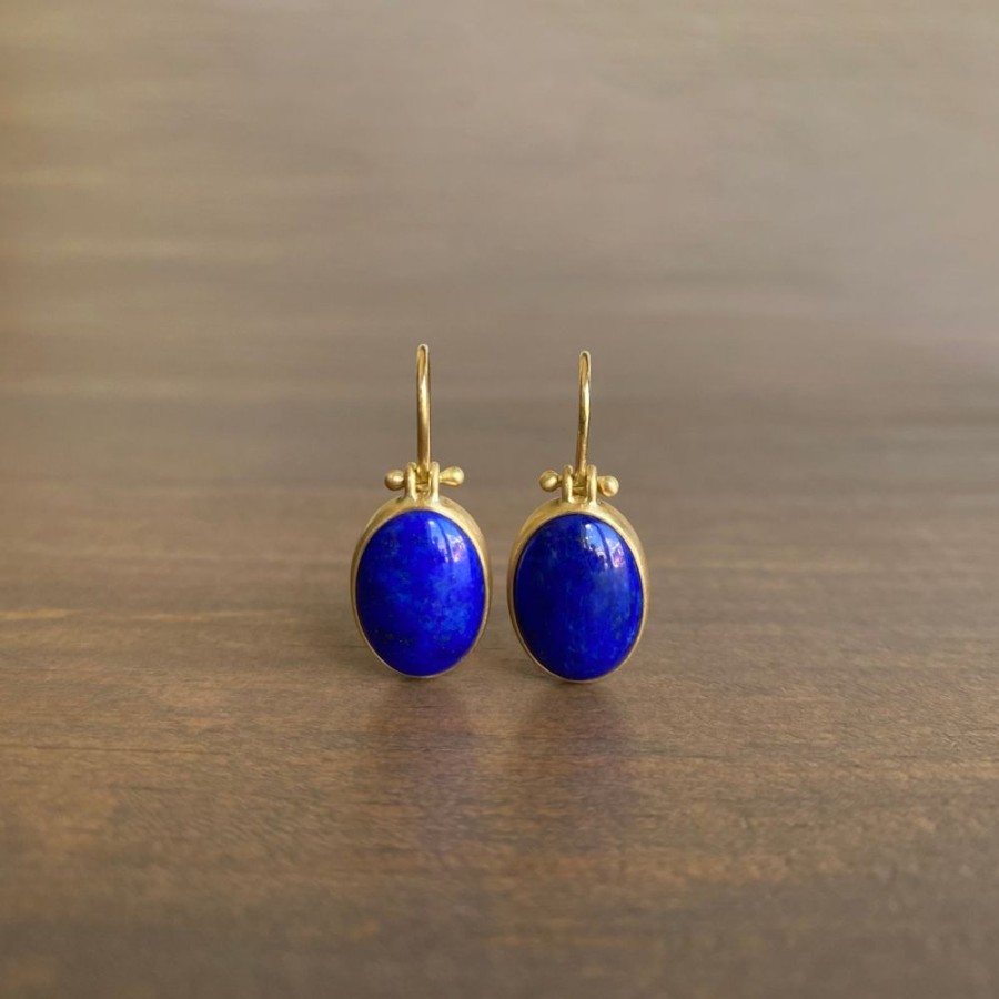 Jewelry Monika Krol | Oval Lapis Lazuli Drop Earrings