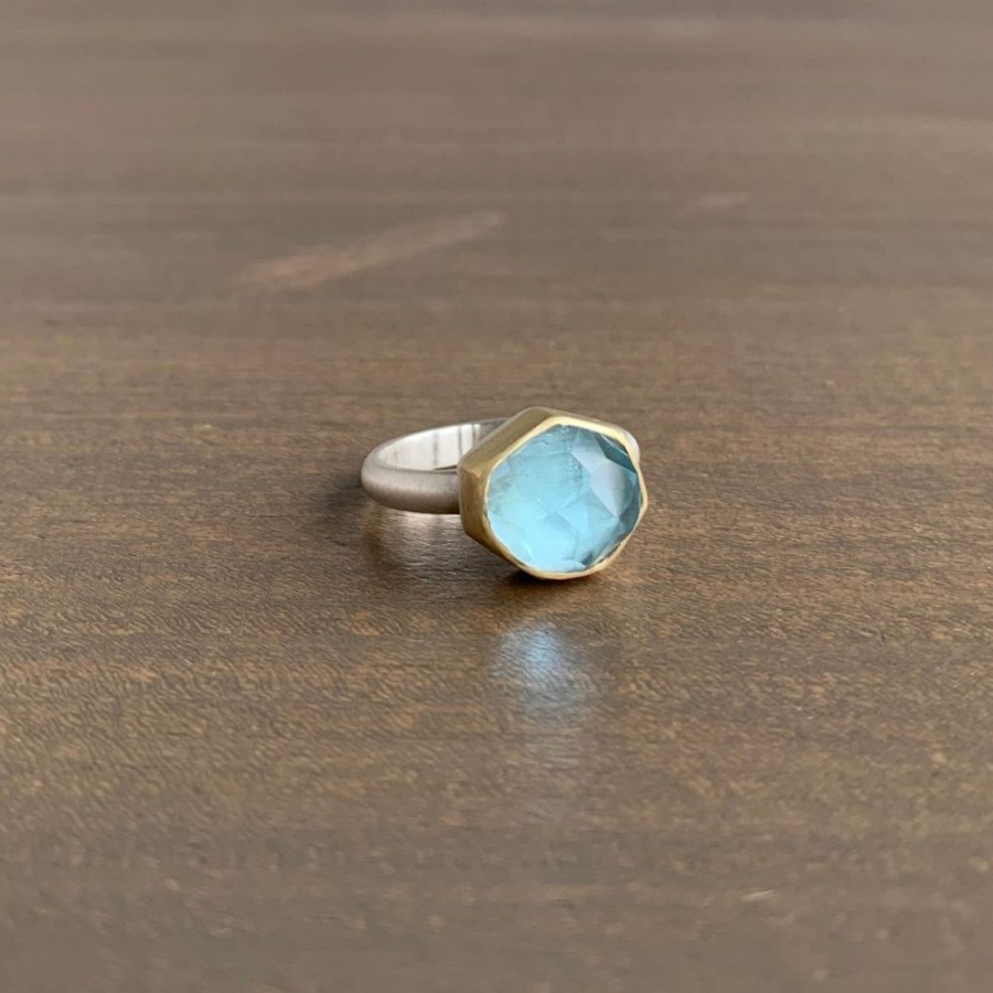 Jewelry Heather Guidero | Geometric High Dome Aquamarine Ring