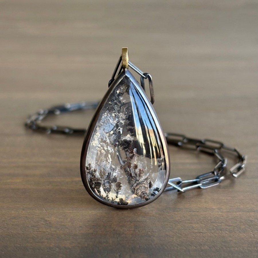 Jewelry Mimi Favre | Teardrop Floral Dendritic Quartz Pendant