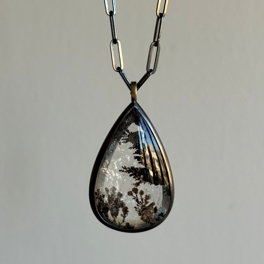 Jewelry Mimi Favre | Teardrop Floral Dendritic Quartz Pendant