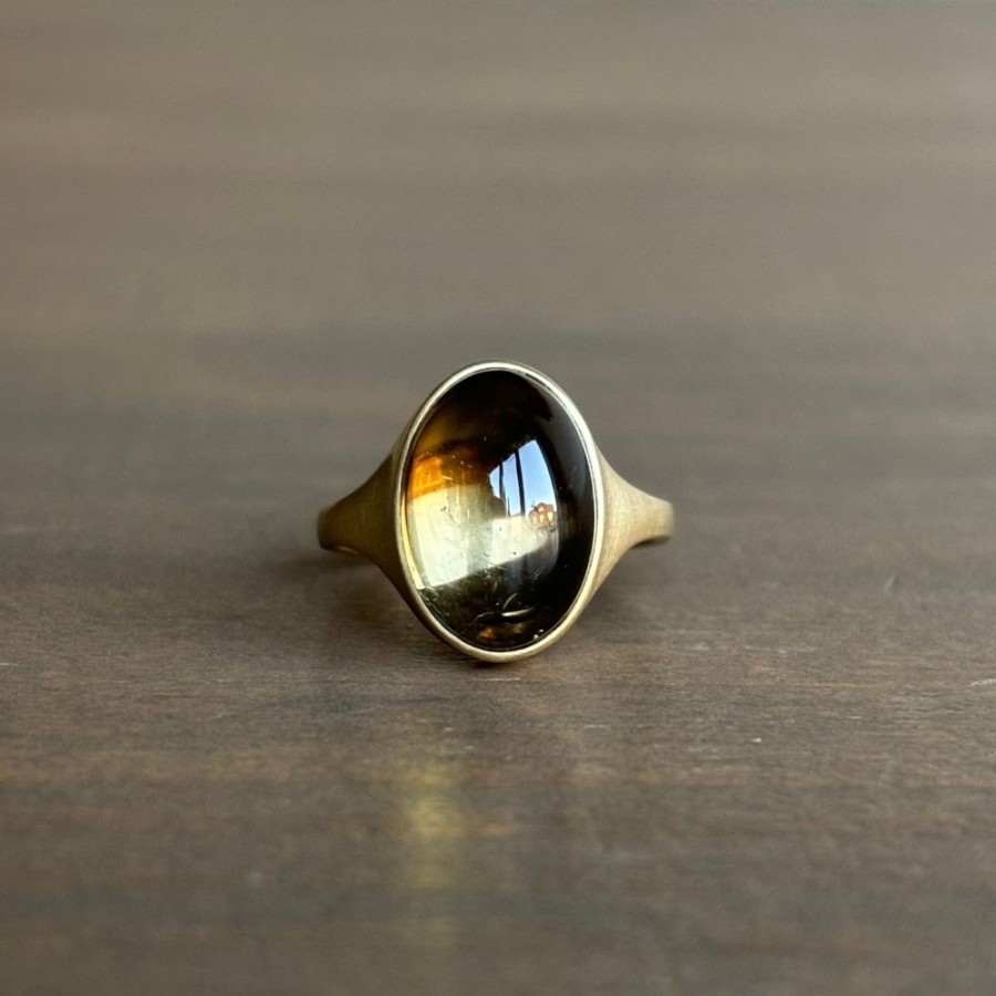 Jewelry Monika Krol | Tawny Brown Tourmaline Cabochon Cast Ring