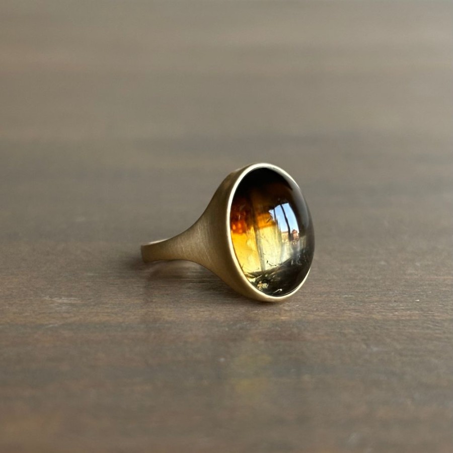 Jewelry Monika Krol | Tawny Brown Tourmaline Cabochon Cast Ring