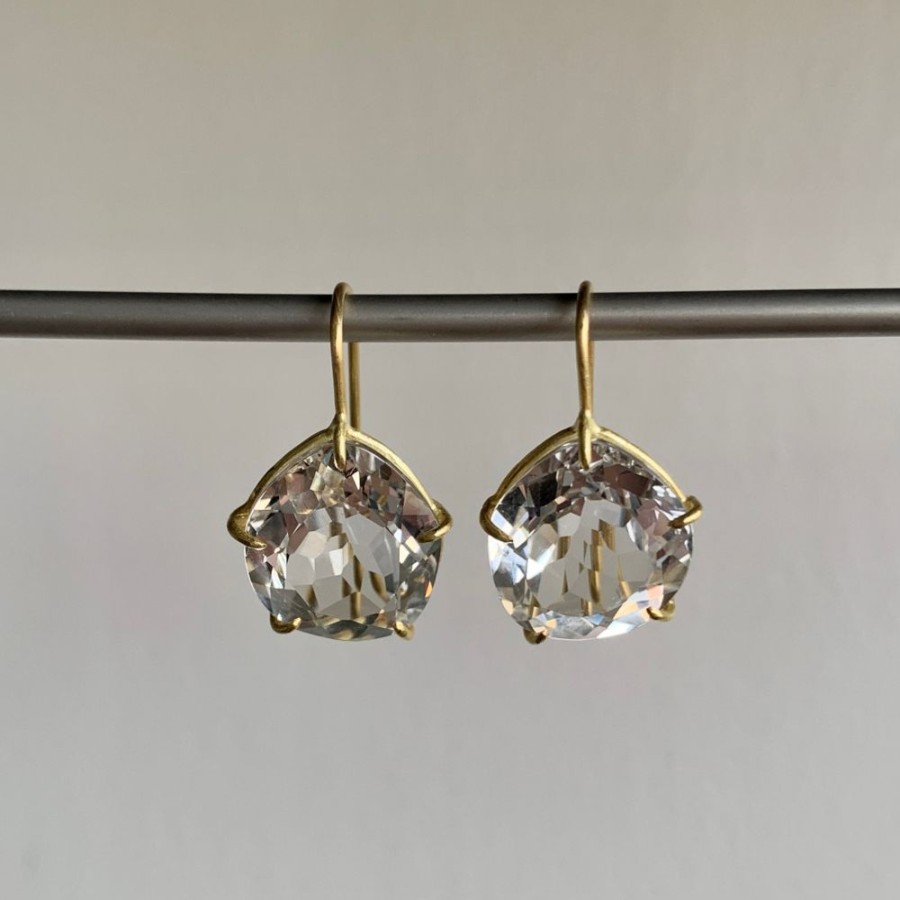 Jewelry Rosanne Pugliese | Asymmetrical White Topaz Petal Earrings