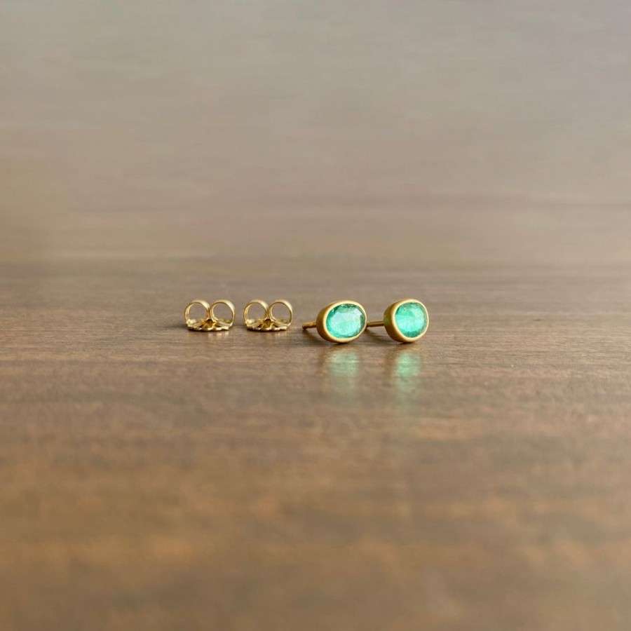 Jewelry Lola Brooks | Zambian Emerald Pebble Stud Earrings