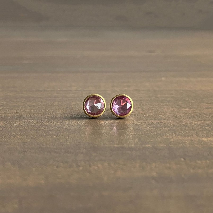 Jewelry Lola Brooks | Round Pink Sapphire Studs