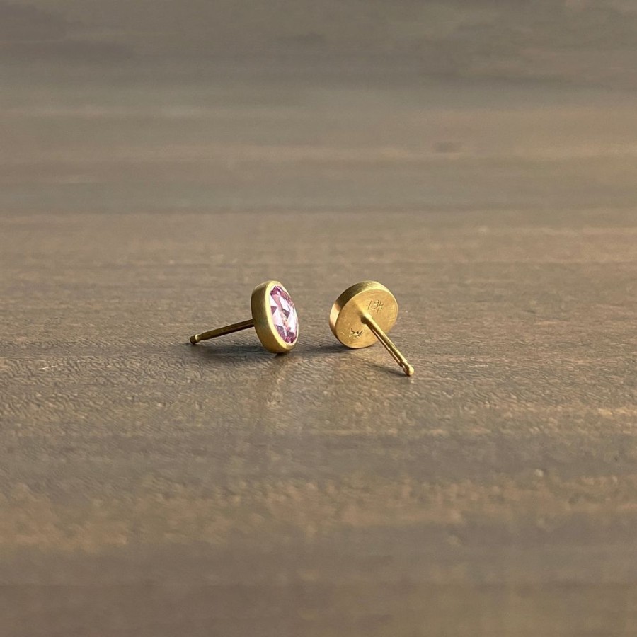 Jewelry Lola Brooks | Round Pink Sapphire Studs