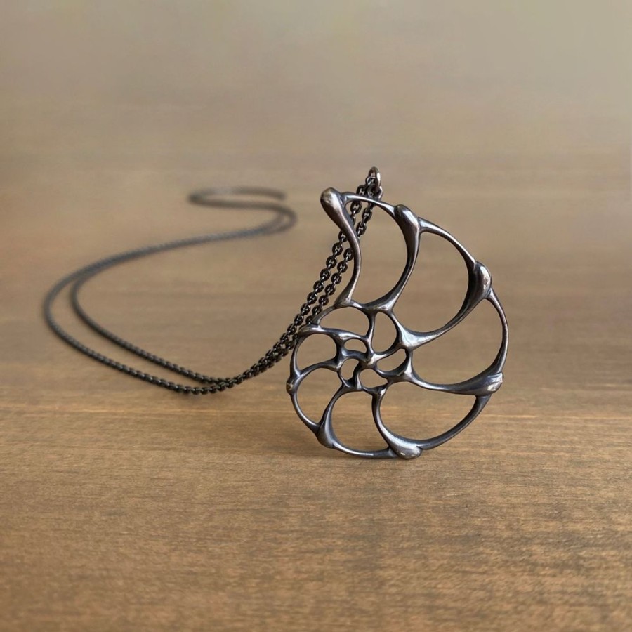 Jewelry Rachel Atherley | Large Oxidized Silver Open Ammonite Pendant