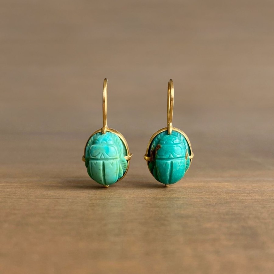 Jewelry Mimi Favre | Turquoise Scarab Drop Earrings