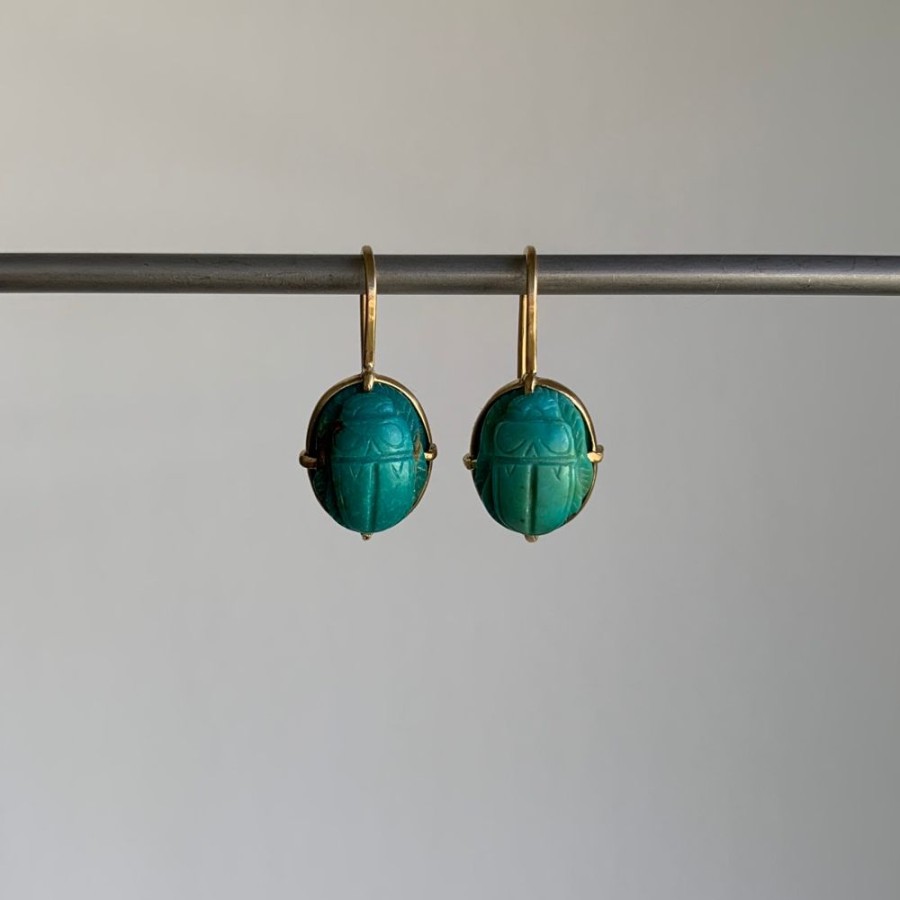 Jewelry Mimi Favre | Turquoise Scarab Drop Earrings