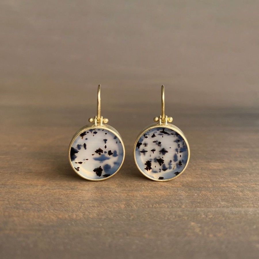 Jewelry Monika Krol | Round Flat Montana Agate Earrings