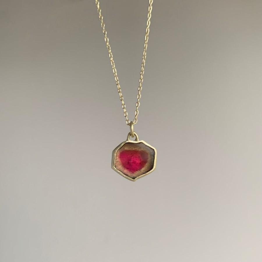 Jewelry Judi Powers | Watermelon Tourmaline Slice Pendant