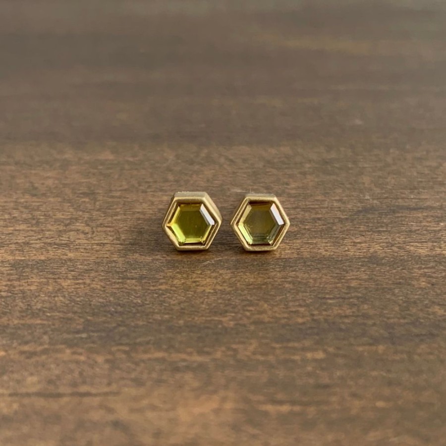 Jewelry Lola Brooks | Hexy Natural Yellow Sapphire Sequin Studs