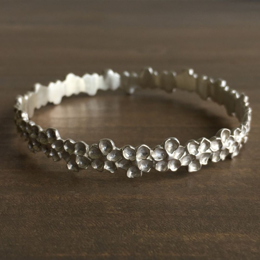 Jewelry Judi Powers | Medium Sterling Silver Impatiens Bangle