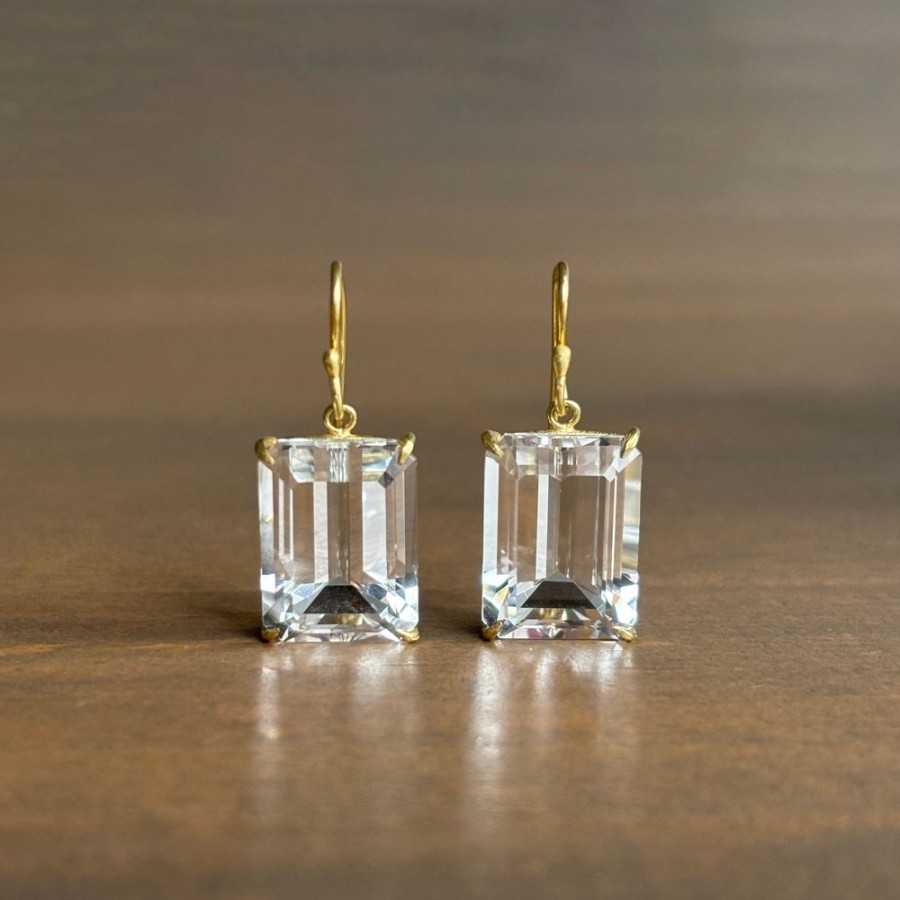 Jewelry Rosanne Pugliese | Medium Emerald Cut White Topaz Earrings