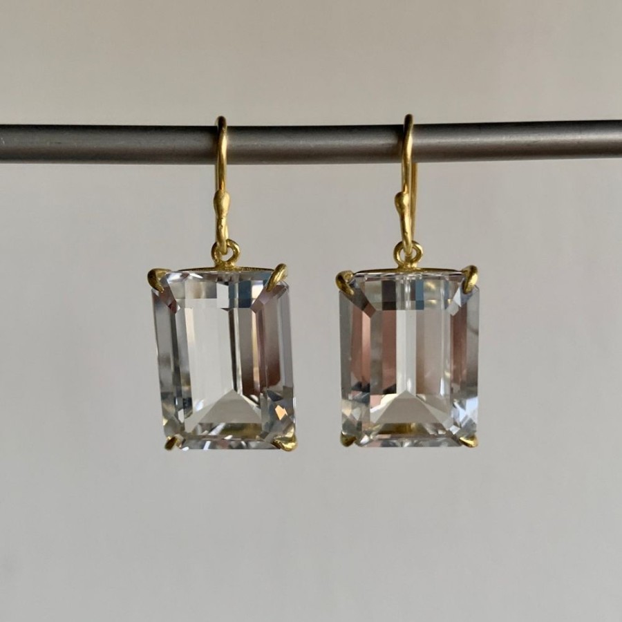 Jewelry Rosanne Pugliese | Medium Emerald Cut White Topaz Earrings