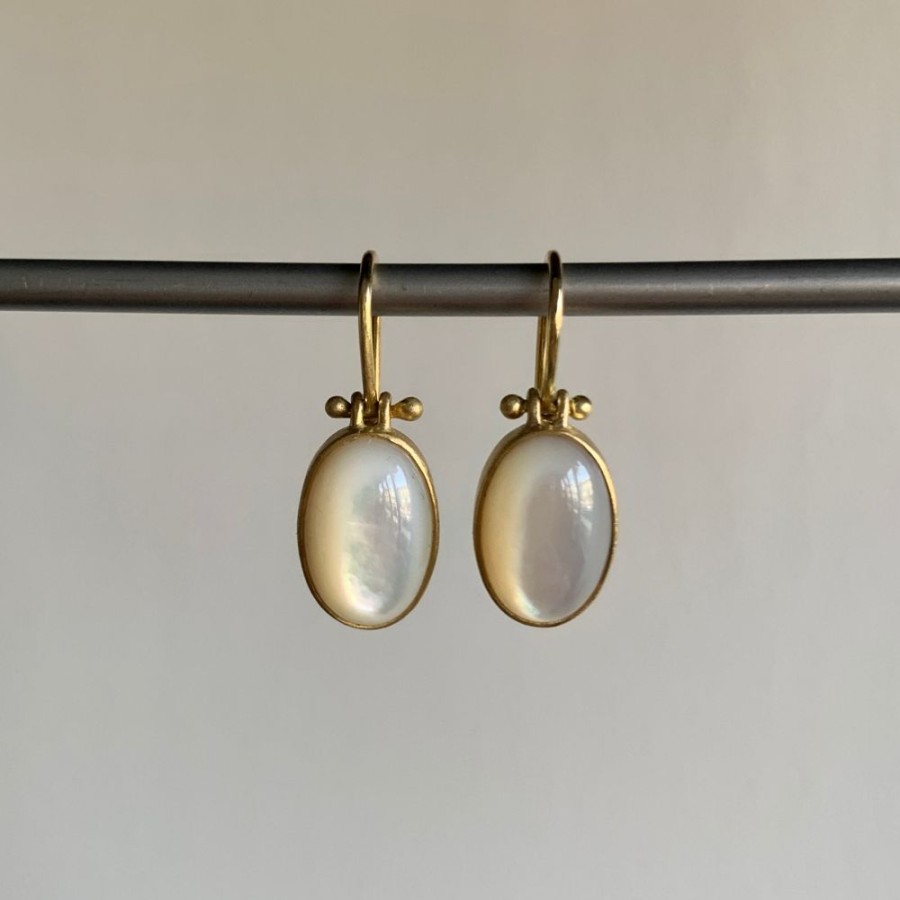 Jewelry Monika Krol | Oval Mother Of Pearl Cabochon Earrings