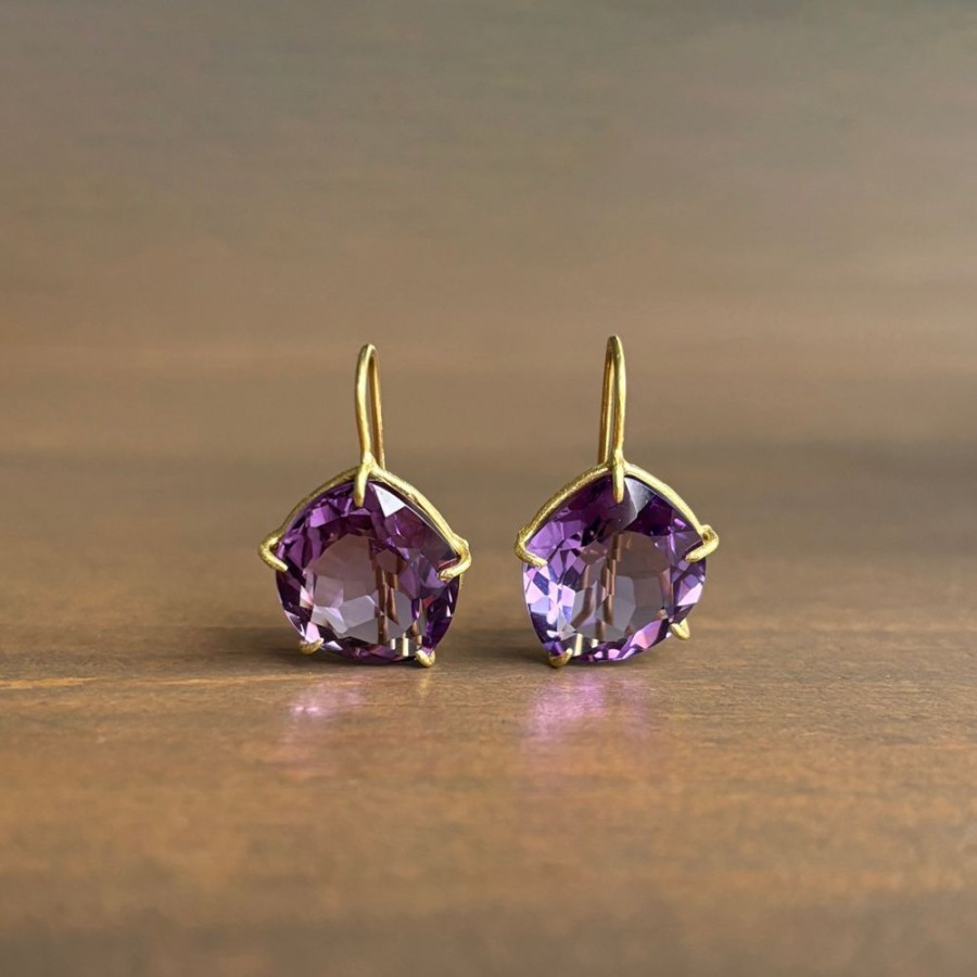 Jewelry Rosanne Pugliese | Asymetrical Violet Amethyst Petal Earrings