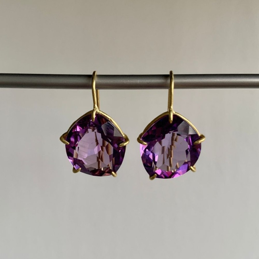 Jewelry Rosanne Pugliese | Asymetrical Violet Amethyst Petal Earrings