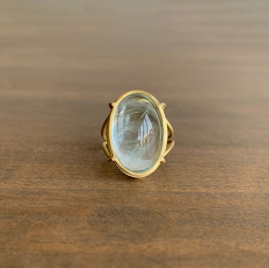 Jewelry Rosanne Pugliese | Aquamarine Cabochon Cage Set Ring