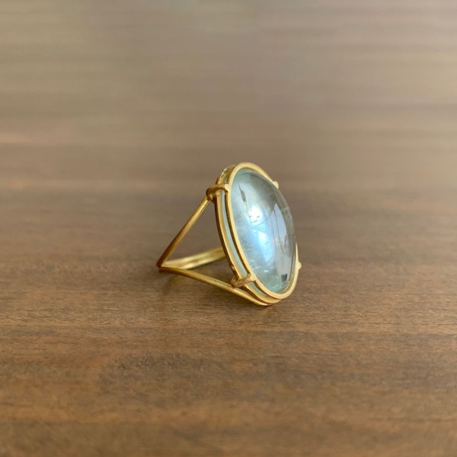 Jewelry Rosanne Pugliese | Aquamarine Cabochon Cage Set Ring