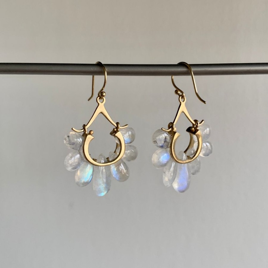 Jewelry Rachel Atherley | Small Rainbow Moonstone Peacock Earrings