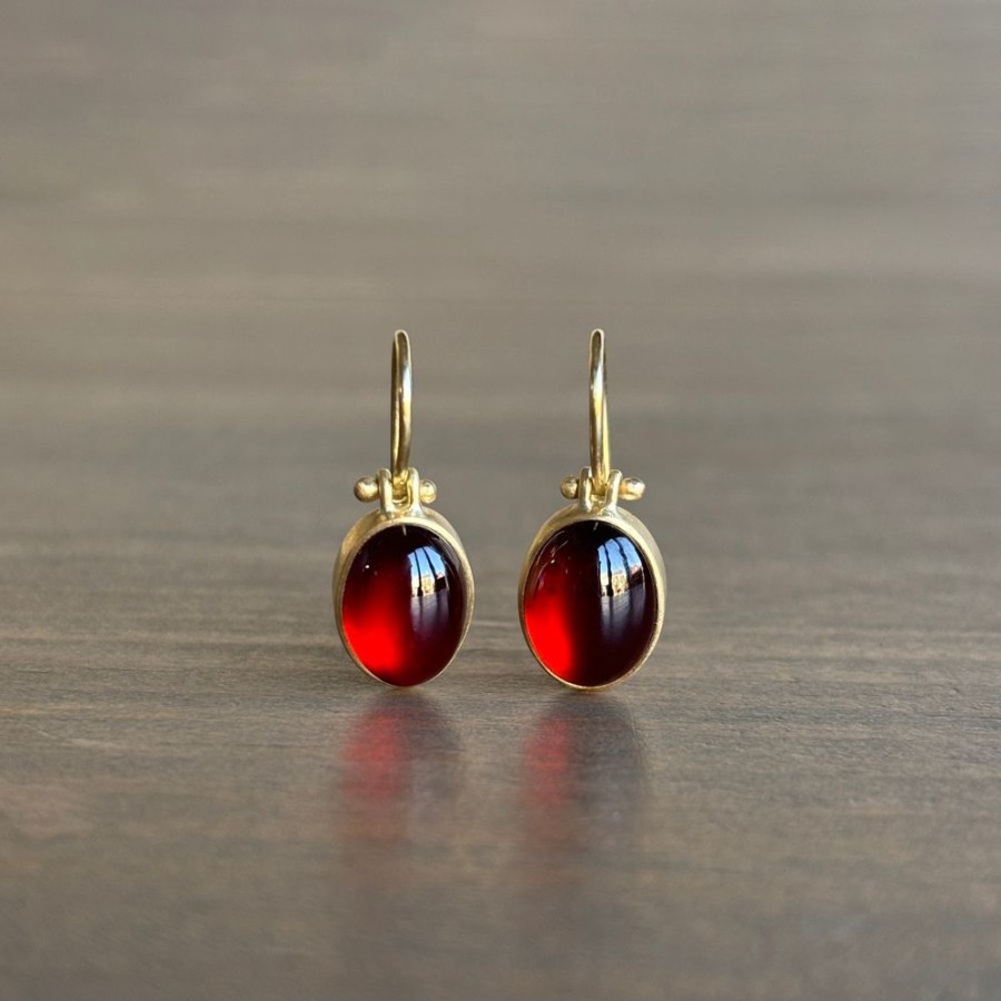 Jewelry Monika Krol | Oval Garnet Cabochon Earrings