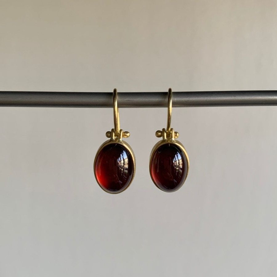 Jewelry Monika Krol | Oval Garnet Cabochon Earrings