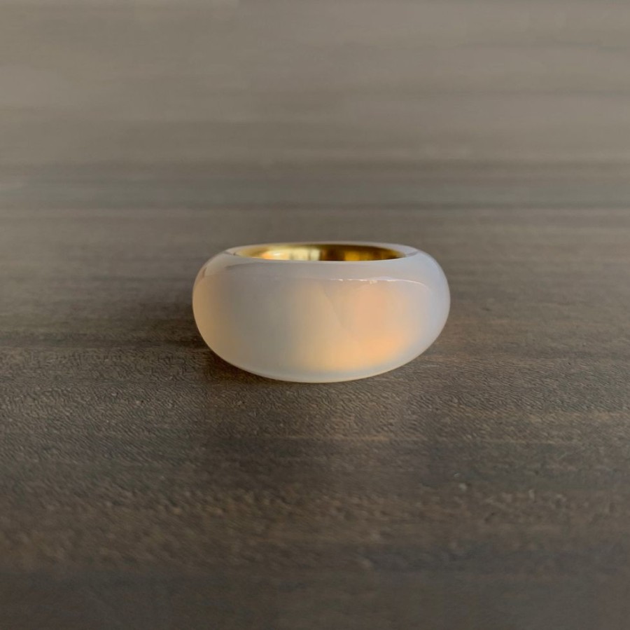 Jewelry S. Yamane Studio | S. Yamane White Chalcedony Rounded Archer Band