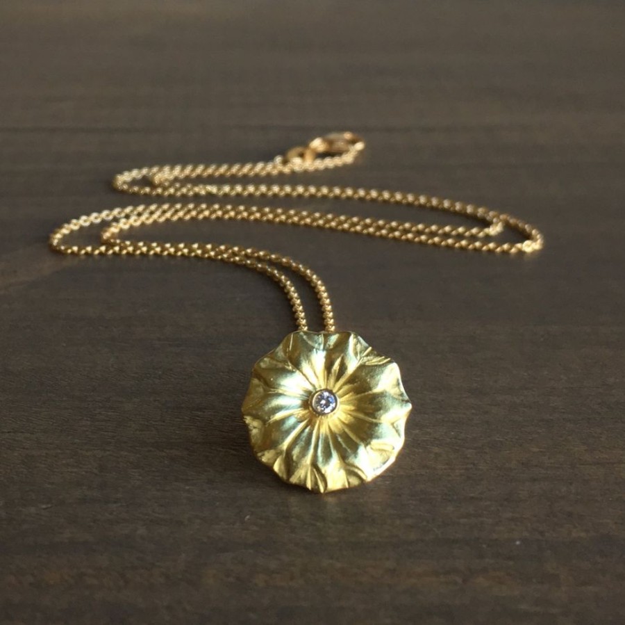 Jewelry Mimi Favre | Small Lotus Pendant With Diamond