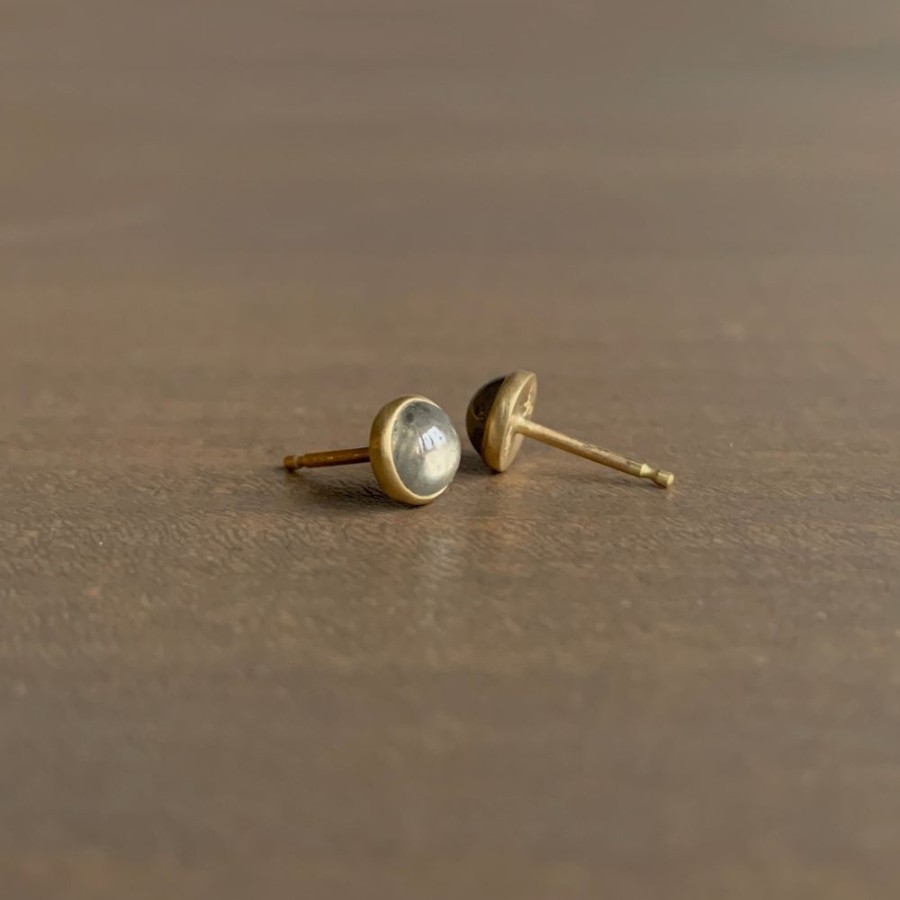 Jewelry Lola Brooks | Warm Grey Diamond Cabochon Studs