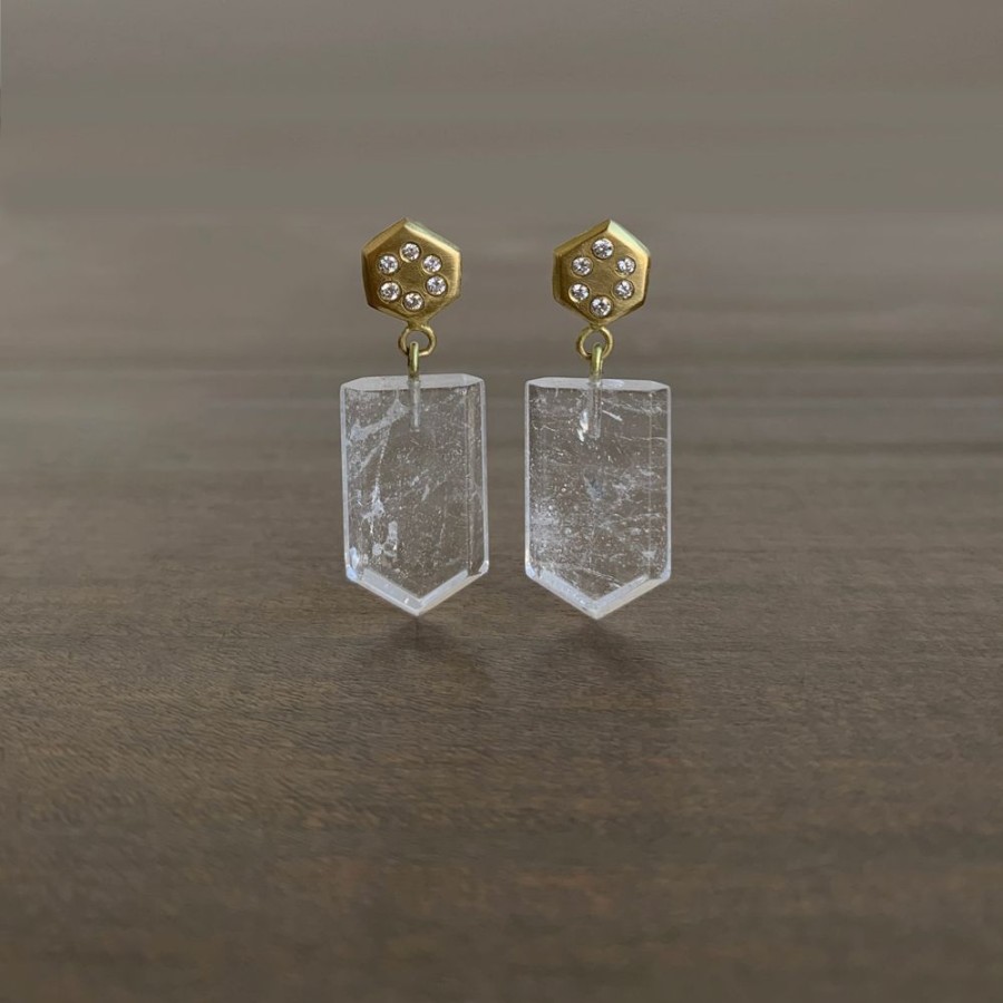 Jewelry Judi Powers | Quartz Pentagon Earrings With Diamonds