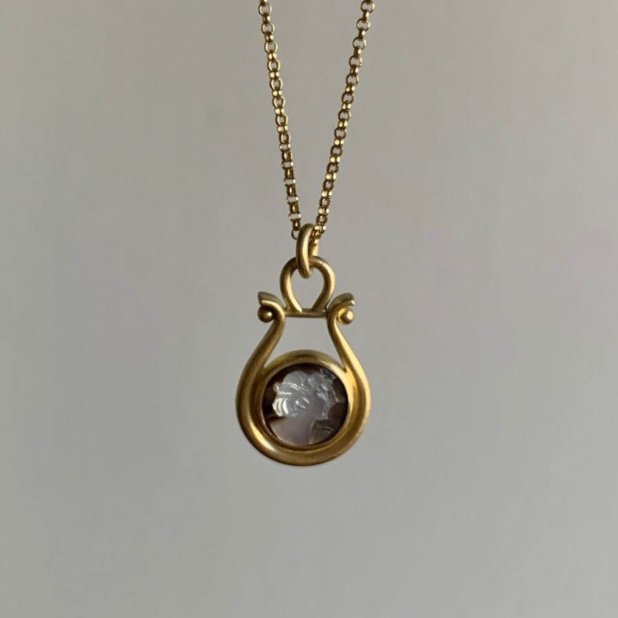 Jewelry Monika Krol | Mother Of Pearl Cameo Lyre Pendant