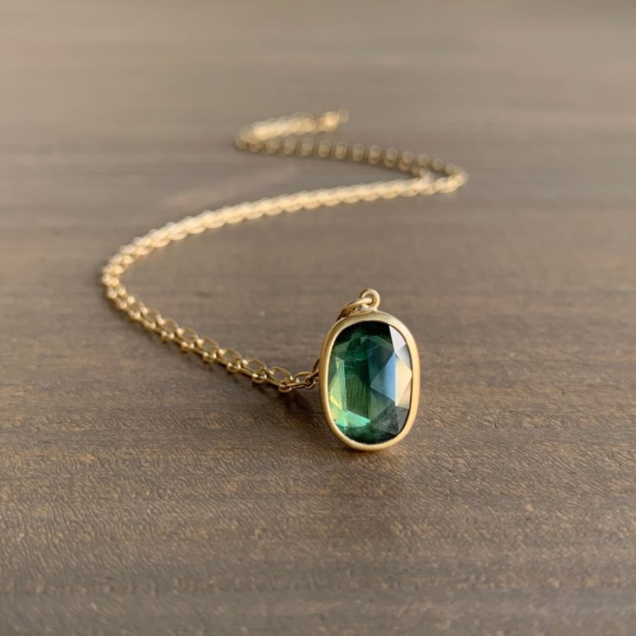 Jewelry Lola Brooks | Oval Green Sapphire Necklace