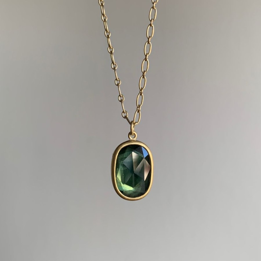 Jewelry Lola Brooks | Oval Green Sapphire Necklace