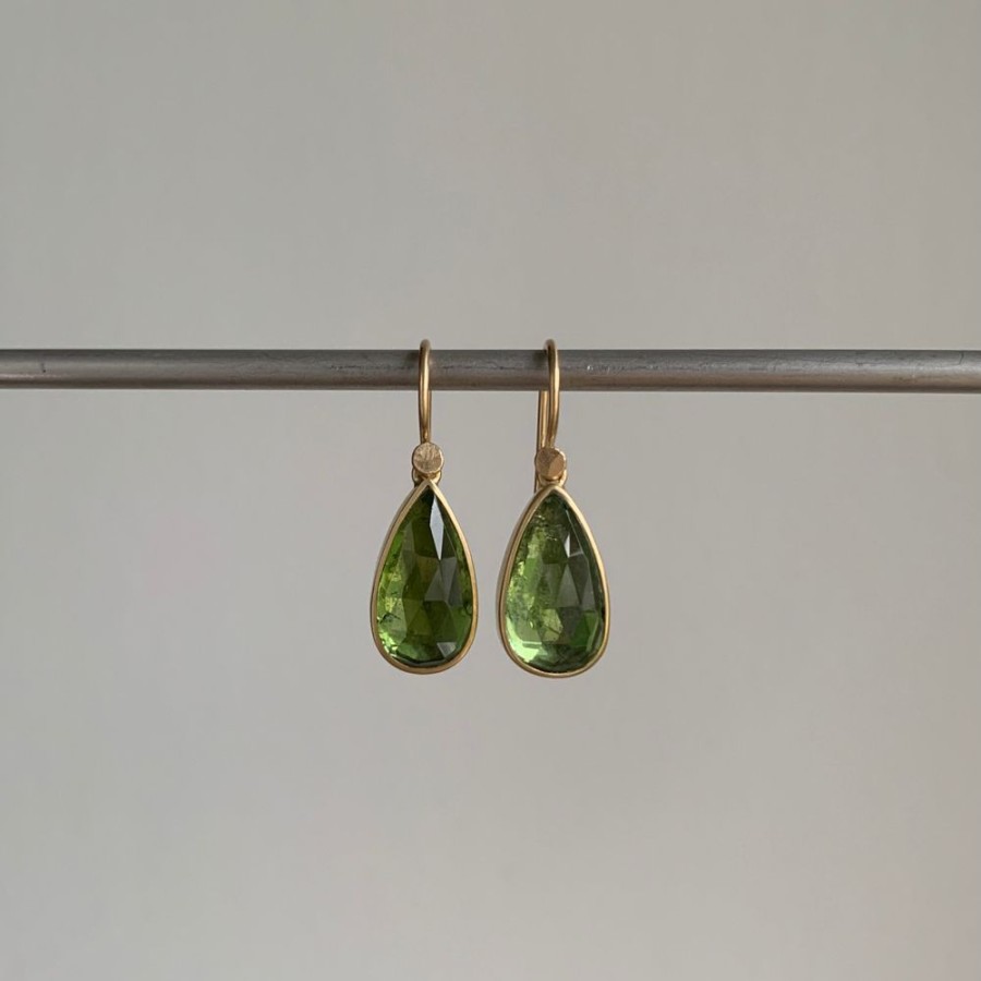 Jewelry Lola Brooks | Green Tourmaline Rose Cut Teardrop Earrings