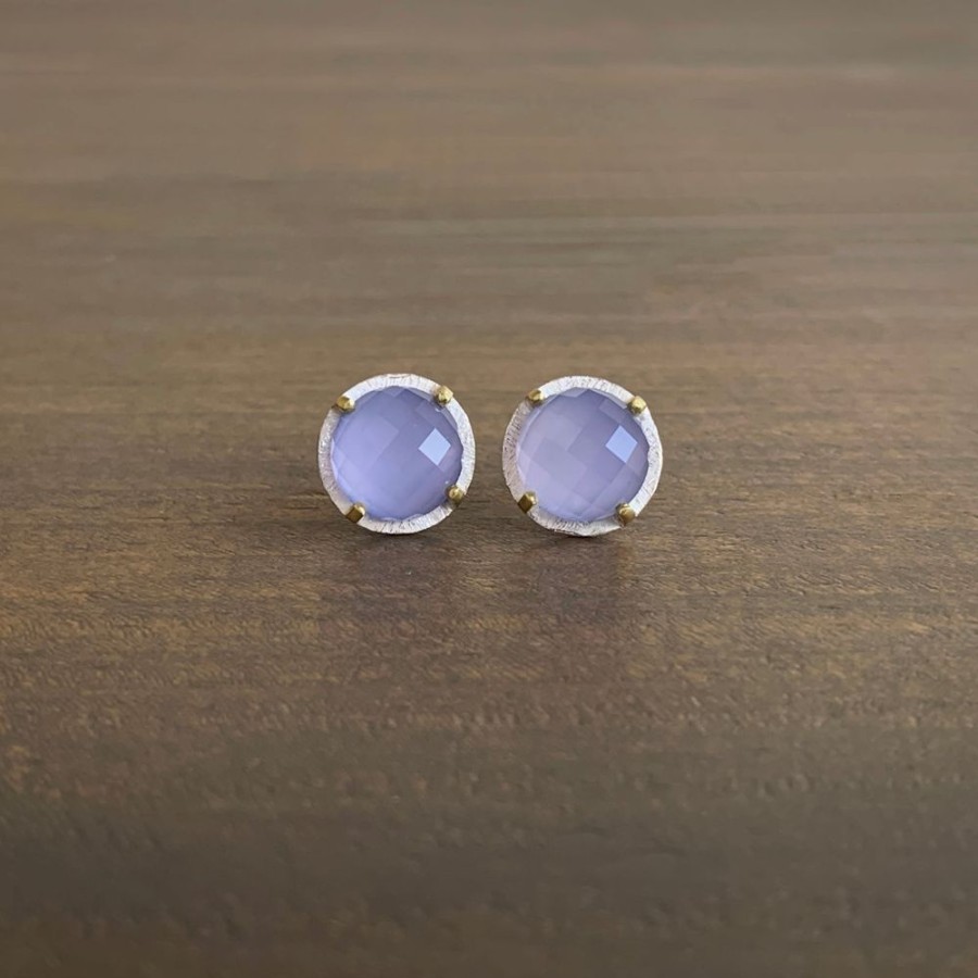 Jewelry Heather Guidero | Prong Set Lilac Chalcedony Studs