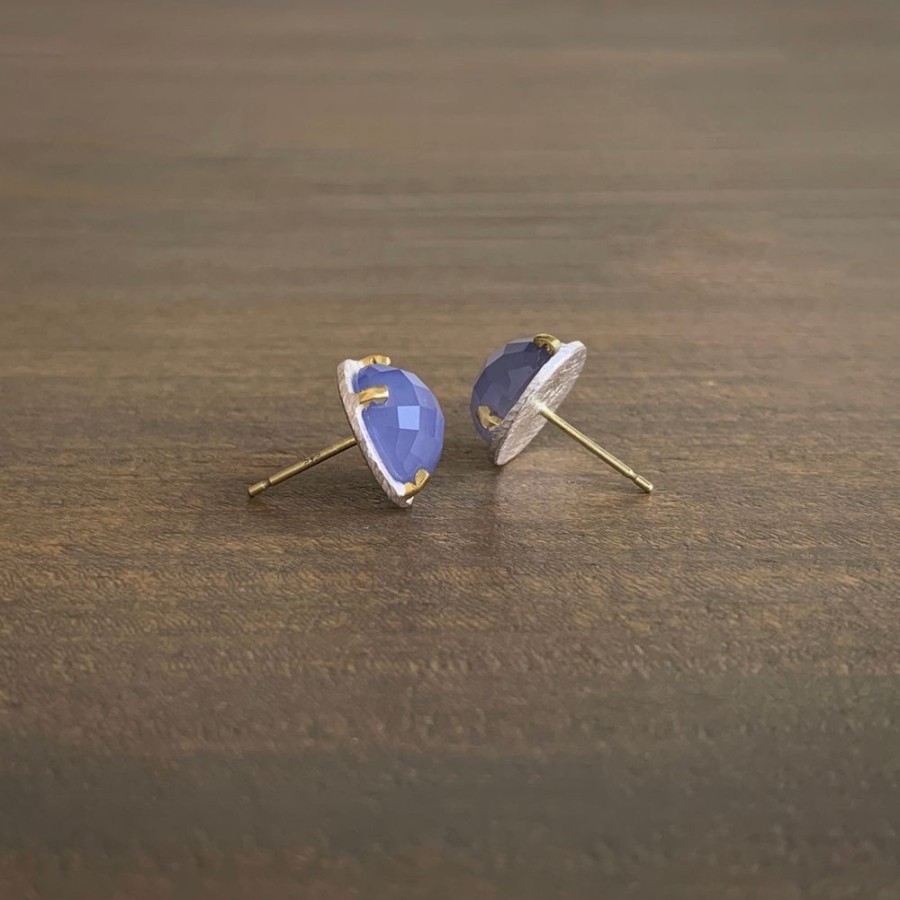 Jewelry Heather Guidero | Prong Set Lilac Chalcedony Studs