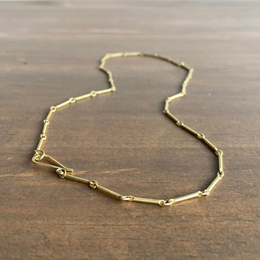 Jewelry Heather Guidero | Gold Bar & Loop Chain Necklace