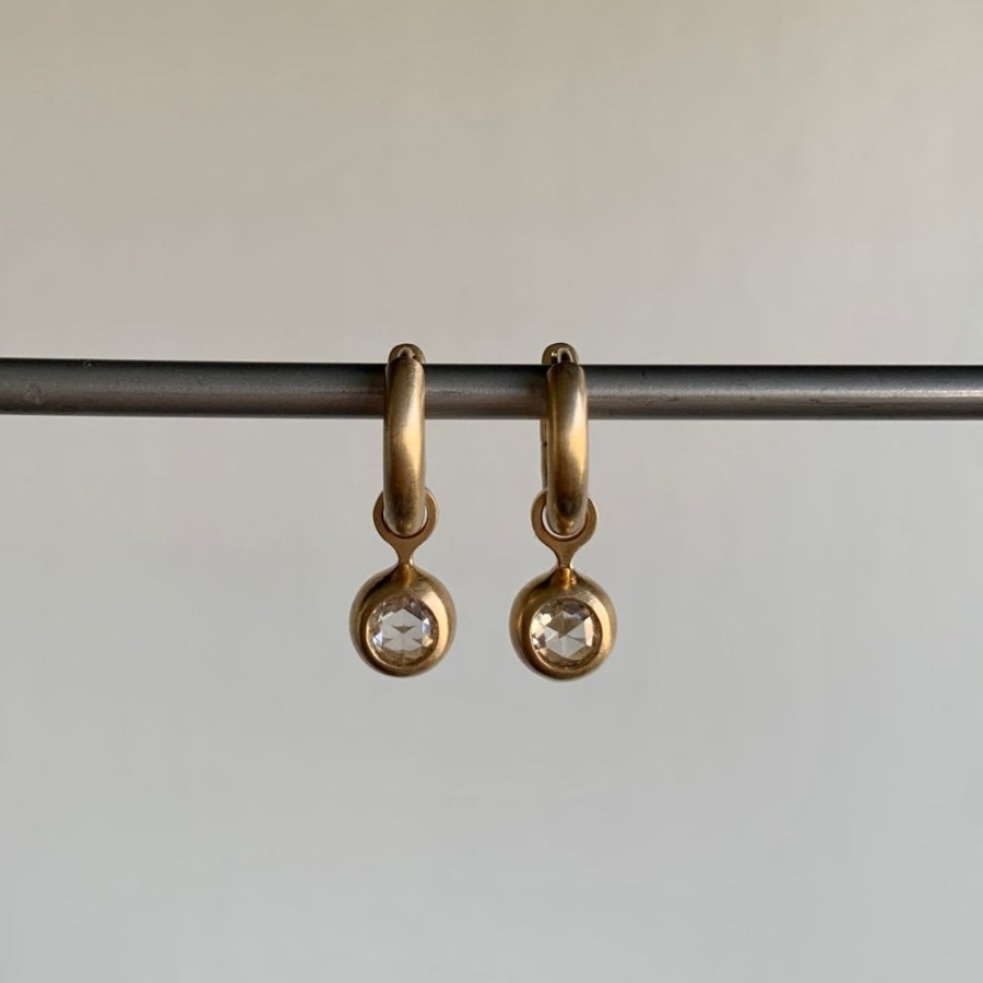 Jewelry S. Yamane Studio | Hinged Hoop With Rose Cut Diamond Drop Earrings