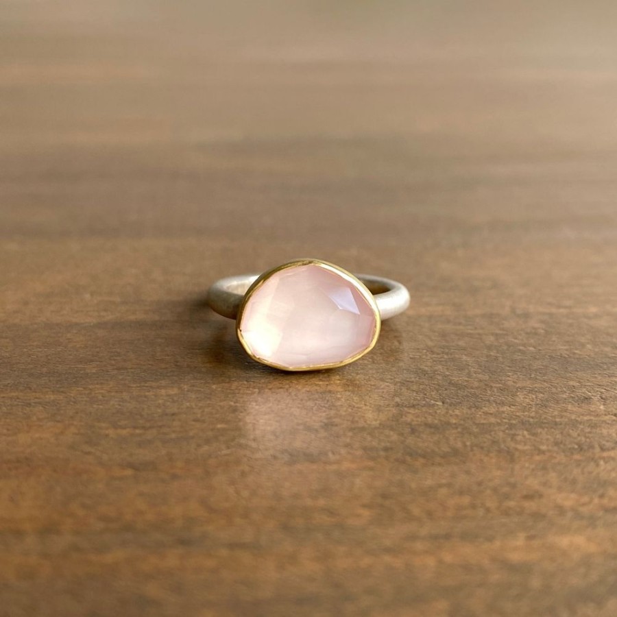 Jewelry Heather Guidero | Petal Rose Cut Rose Quartz Ring