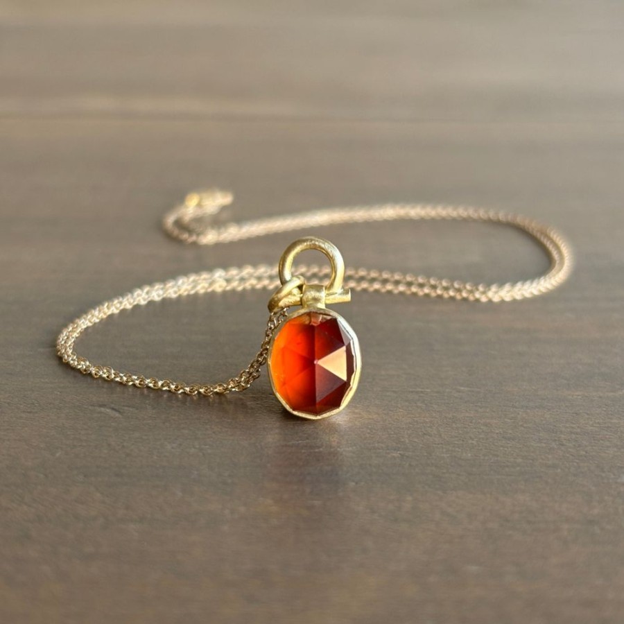 Jewelry Monika Krol | Faceted Oval Hessonite Garnet Dome Pendant