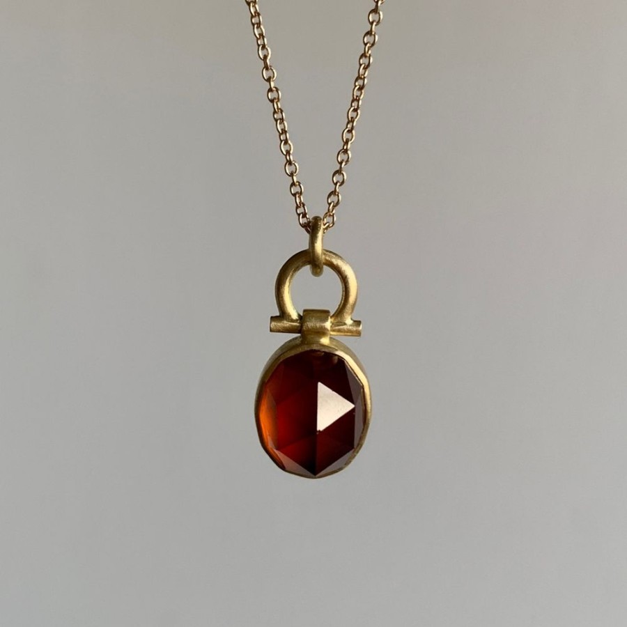 Jewelry Monika Krol | Faceted Oval Hessonite Garnet Dome Pendant